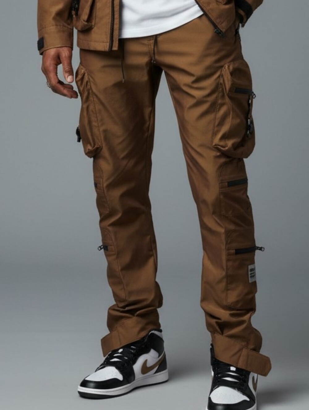 Men's Cargo Utility Pants — Brown Tactical Style with Multiple Pockets